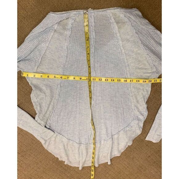 28- Free People CATALINA Blue Gray THERMAL RAW BOHO Tunic Shirt Top XS - Picture 3 of 7